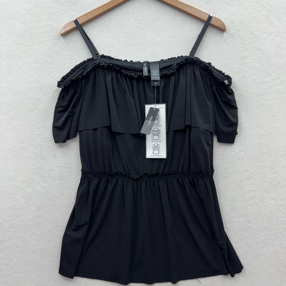 Bisou Bisou Women’s Large 3 Way Blouse Ruffled Off The Shoulder NWT - Picture 3 of 7